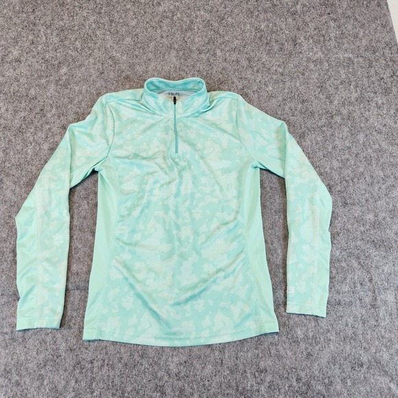 Huk Icon X 1/4 Zip Pullover Shirt Women S Blue Camo Fishing Outdoor Walking - Picture 1 of 9